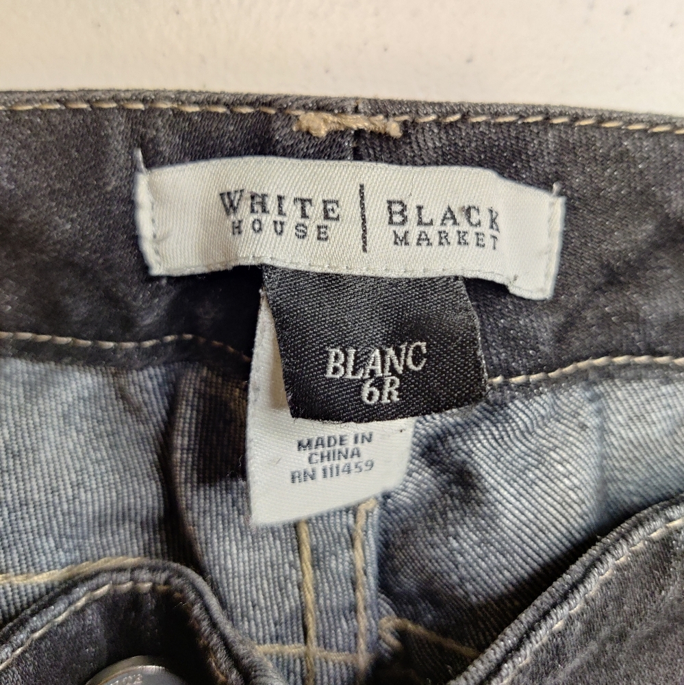 White House Black Market Black Denim Blanc Boot Cut Jeans size 6 - Picture 3 of 4